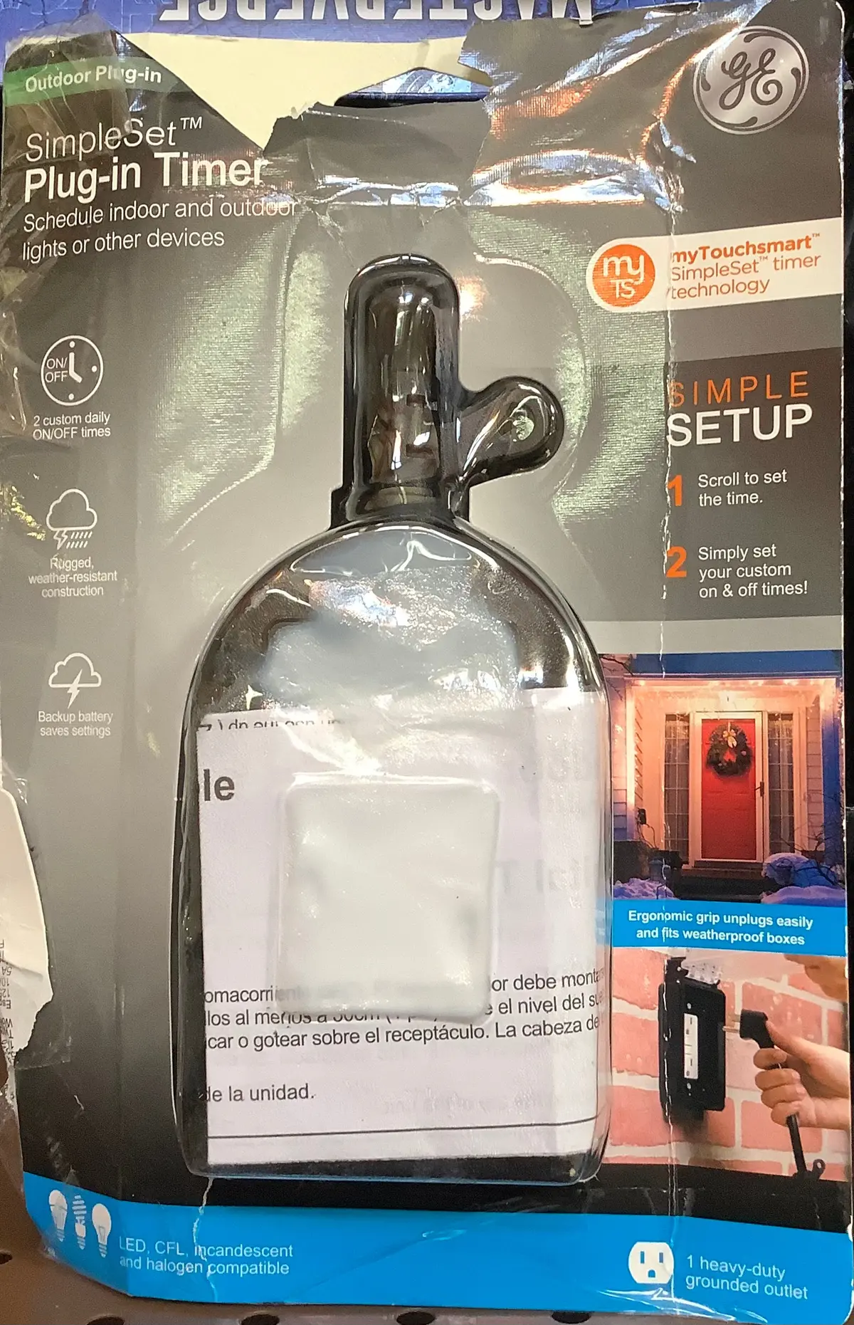 Damaged Package!!!!Ge Mytouchsmart Simple Set Digital Timer Outdoor 1
Grounded Outlet 2 Setting Trigger Plug Black 1