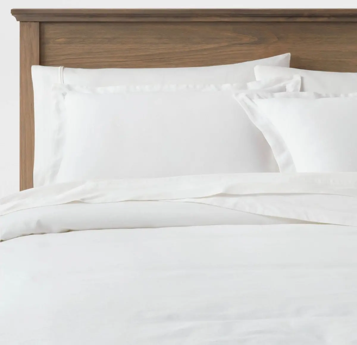 King Cotton Linen Chambray Duvet Cover & Sham Set White 1