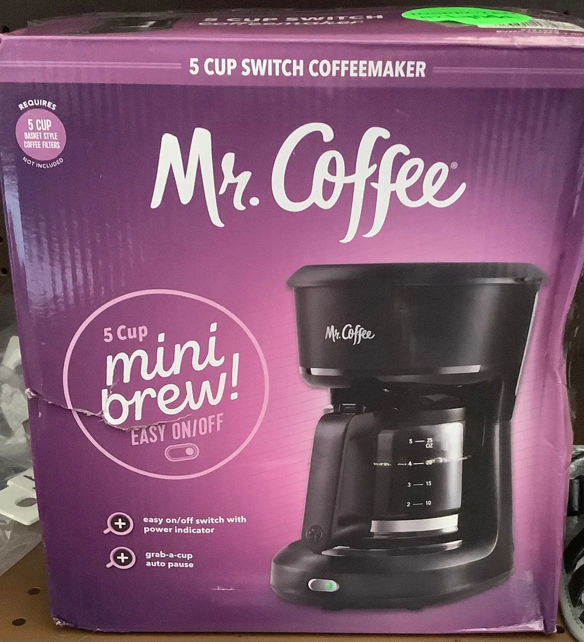 Mr. Coffee 5-Cup Programmable Coffee Maker, 25 Oz. Mini Brew, Black 1