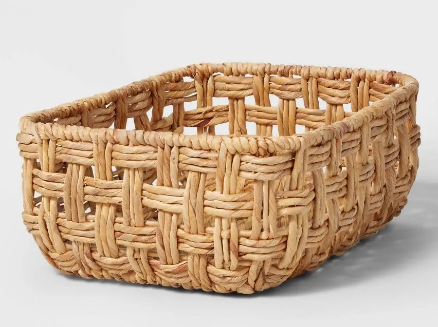 Rectangular Medium Twisted Open Checkered Weave Basket 1