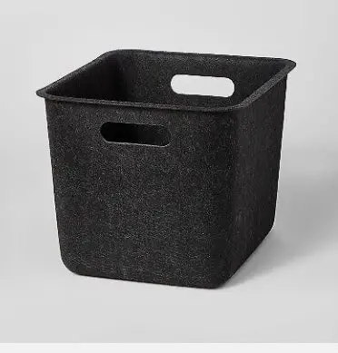 Tall Sliding Storage Bin Felt Dark Gray 1