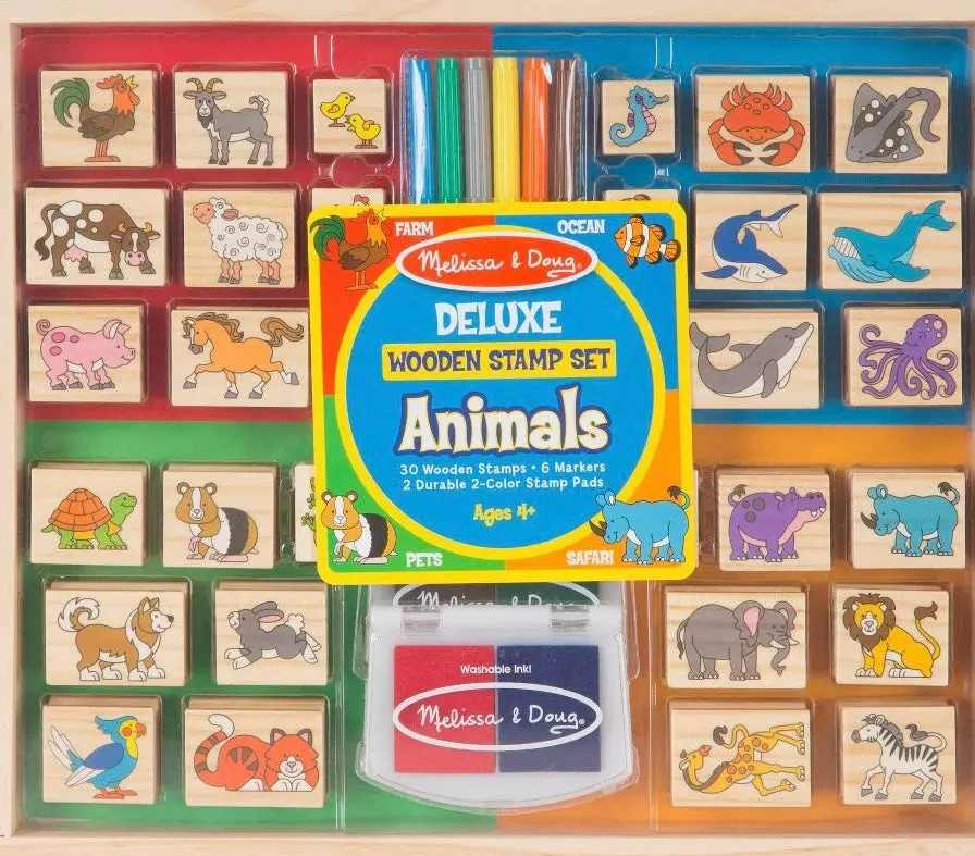 Melissa & Doug Deluxe Wooden Stamp Set - Animals 1