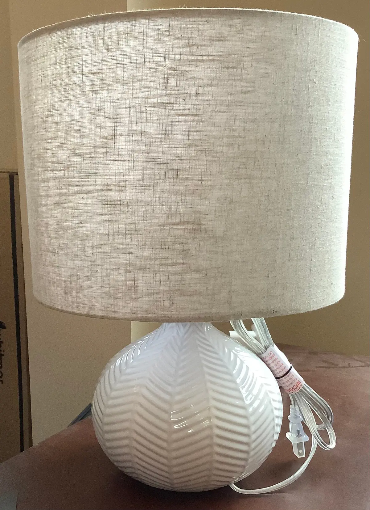Textured Ceramic Accent Lamp Cream (Dents In Shade) 1