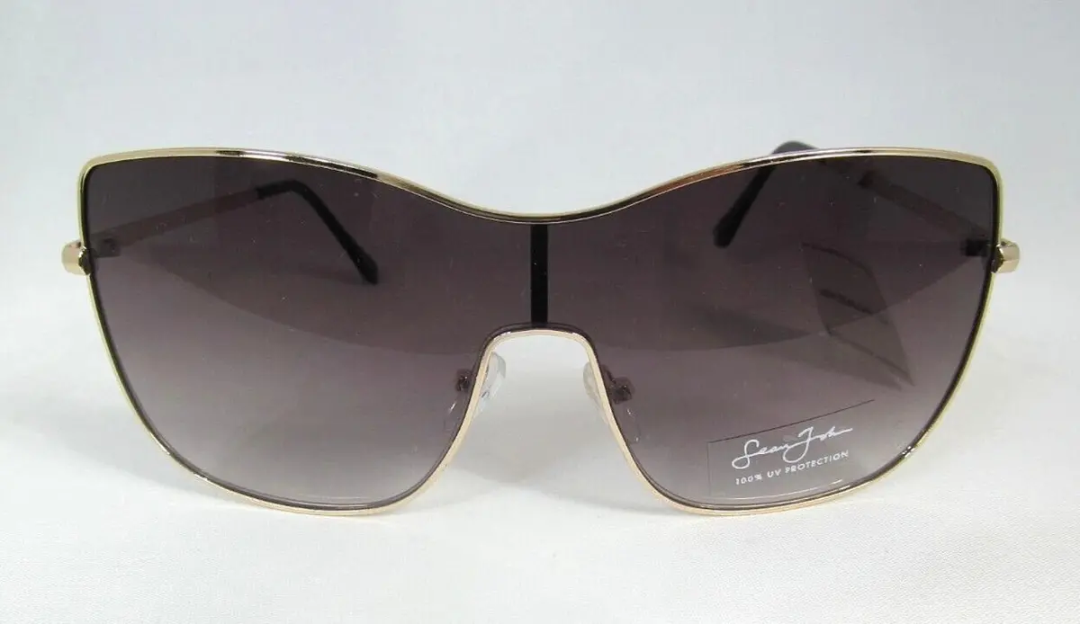 Sean John Gold Metal Frame 1-Piece Cat Eye Purple Lens Sunglasses 1