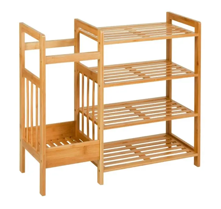 Honey-Can-Do 4-Tier Bamboo 8-Pair Entryway Shoe And Accessory Organizer Rack, Natural 1