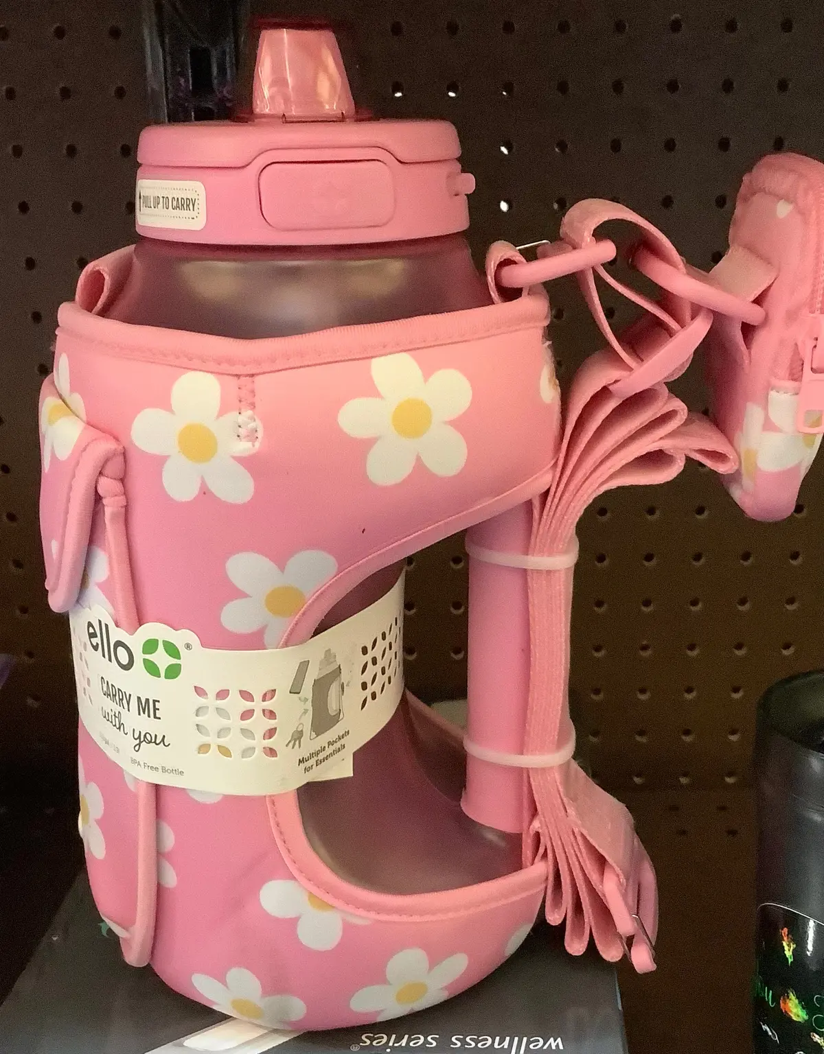 Ello 64Oz Water Bottle With Bag Pink Daisy 1
