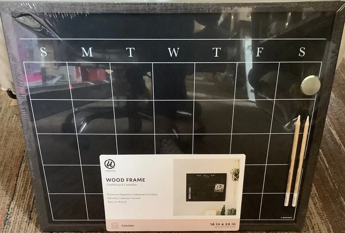 U Brands 16"X20" Wood Frame Chalkboard Calendar 1