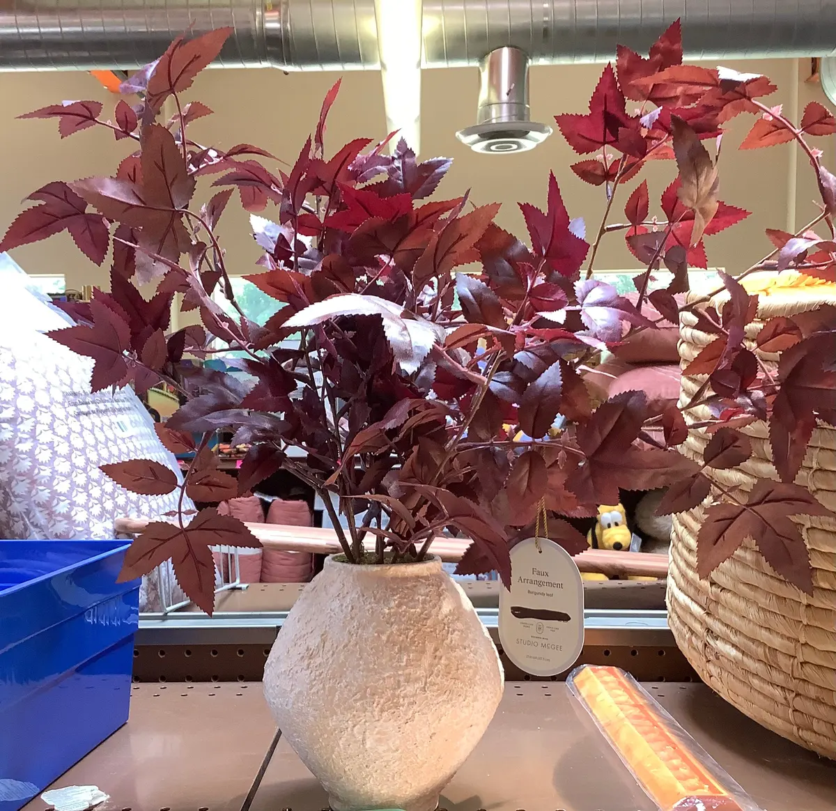 Potted Fall Leaf Arrangement In Vase Burgundy 1