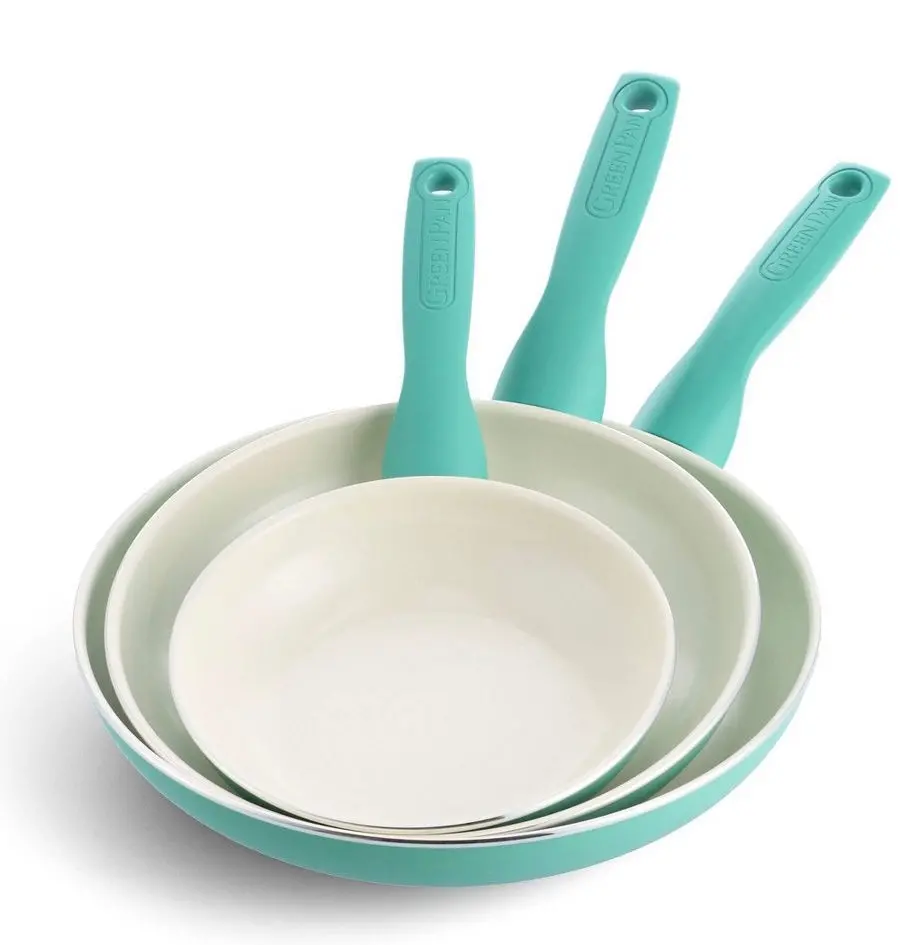Greenpan Rio 3Pk (7", 9.5" & 11") Ceramic Nonstick Frypan Set - Turquoise 1