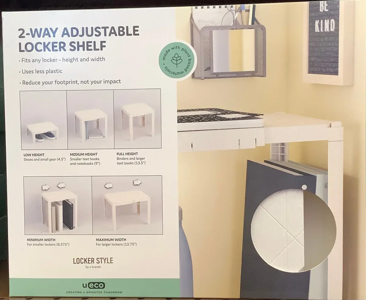 U Brands U-Eco Plastic Locker Adjustable Shelf White - Clearance 1