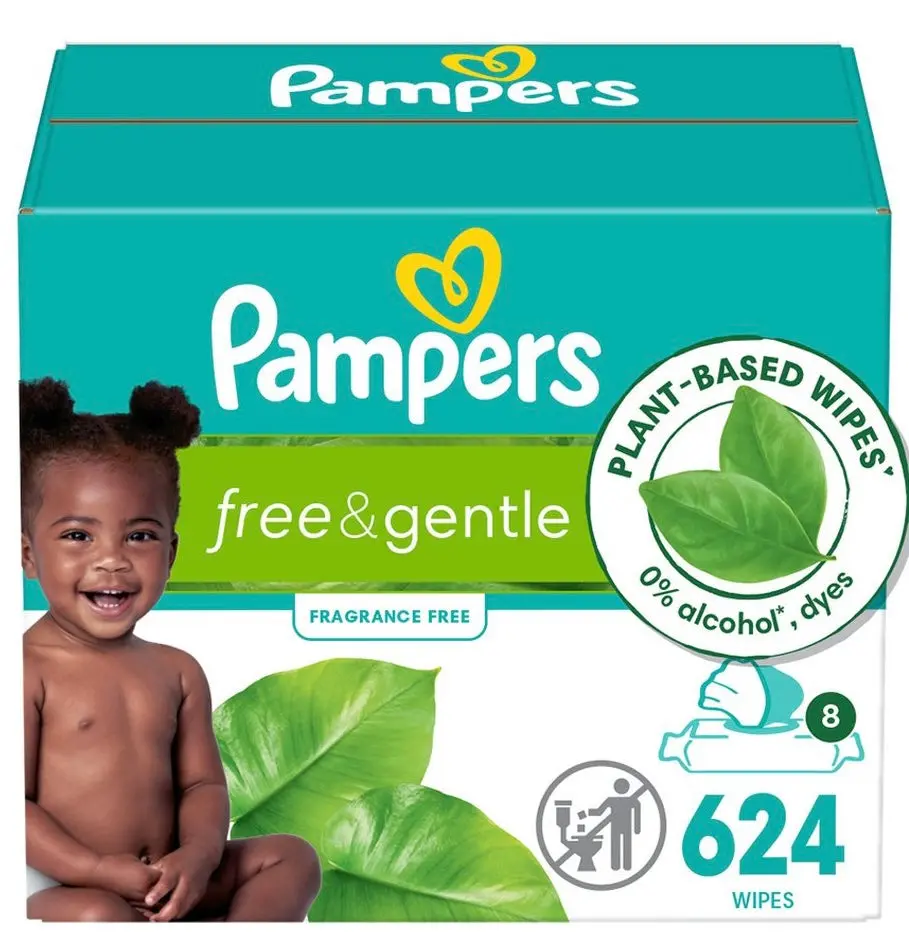 Damaged Box!!! Pampers Free & Gentle Baby Wipes - 624Ct 1