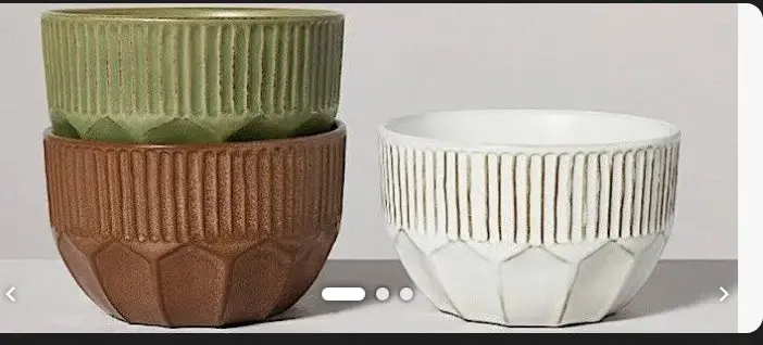 3Pk 17Oz Multi-Faceted Stoneware Mini Bowls 1