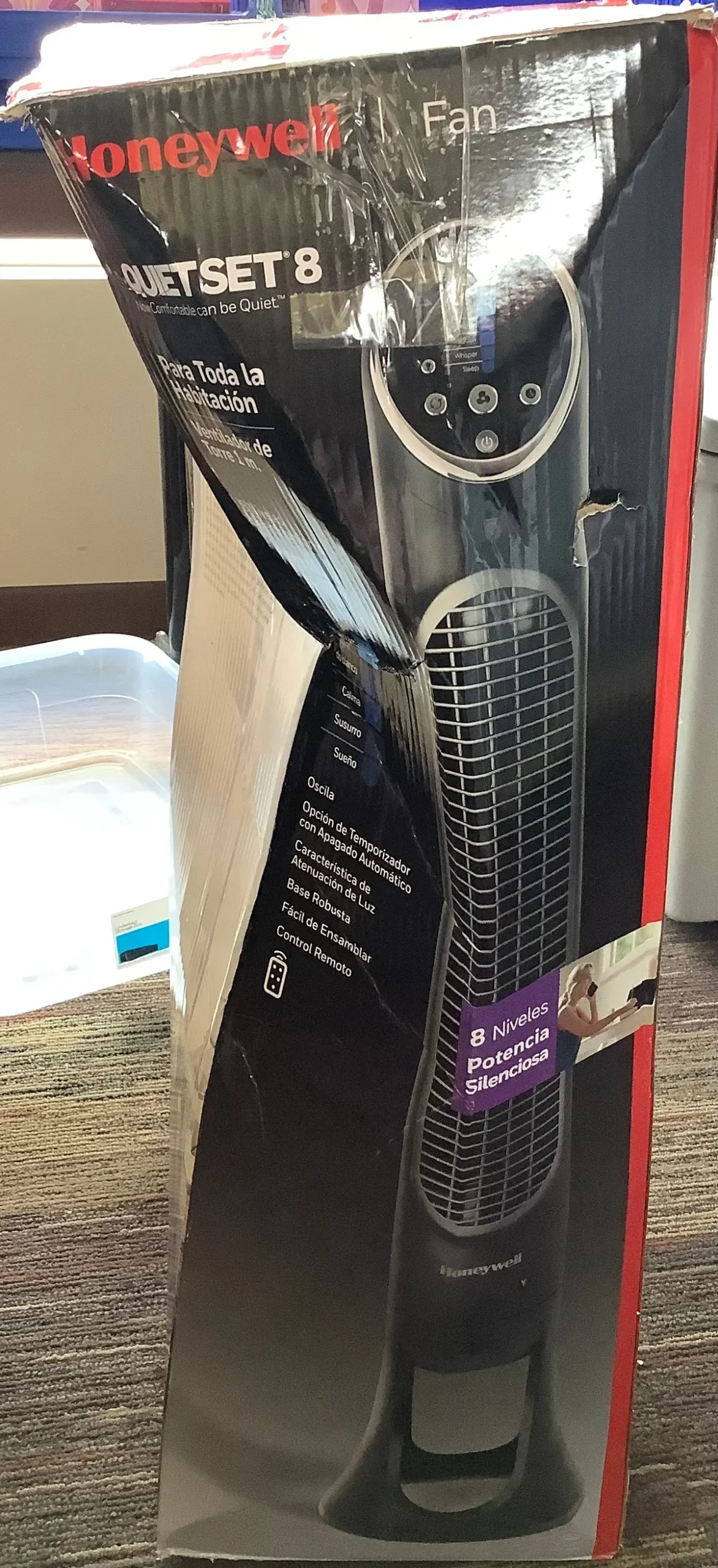 Damaged Box!!!!! Honeywell Quietset 8-Speed Oscillating Tower Fan
Black 1