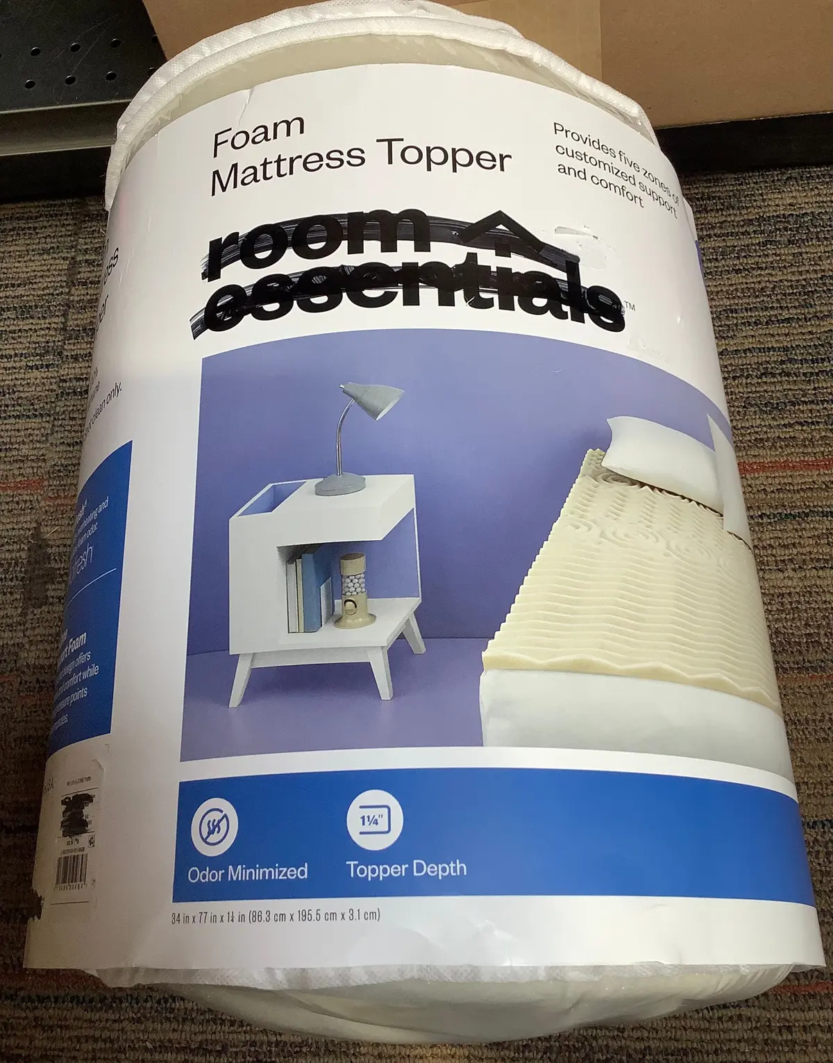 Twin/Twin Xl 5-Zone 1.25" Foam Mattress Topper 1