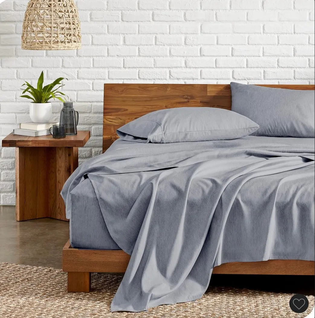 Full Heathered Midnight Blue 4 Piece Ultra-Soft Double
Brushed Sheet Set 1