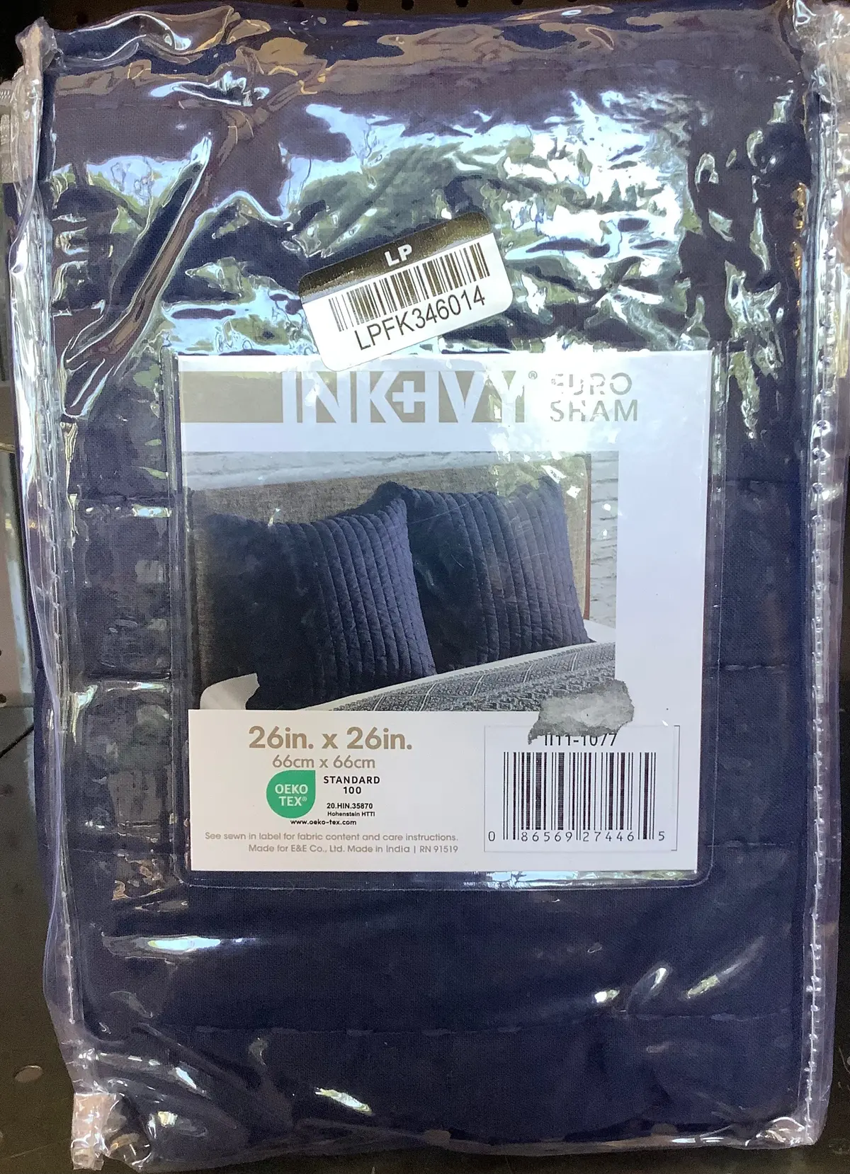 Euro Camila Cotton Quilted Sham Navy 1