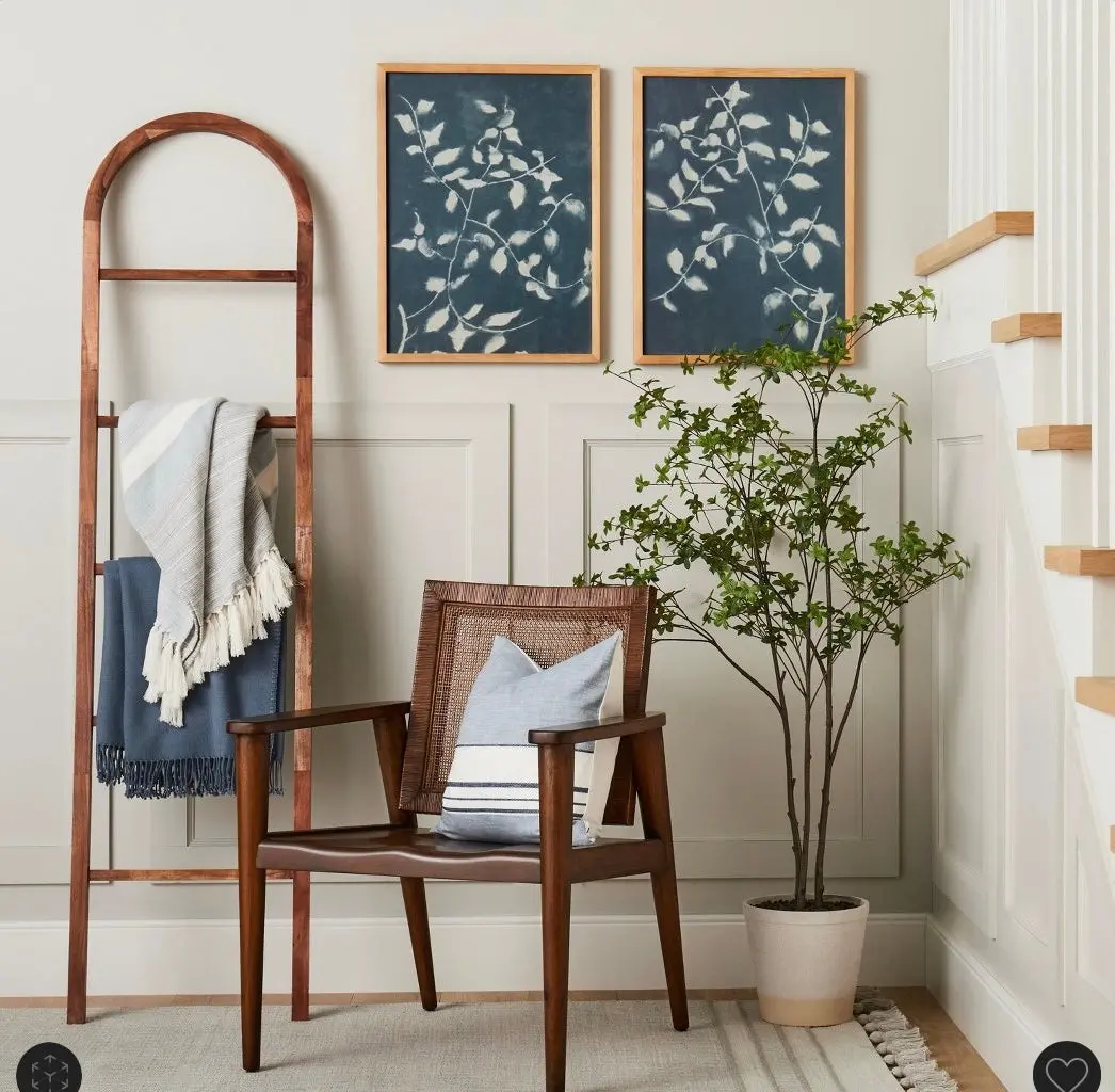 (Set Of 2) 18"X24" Honeysuckle Print Framed Wall Art Blue 1