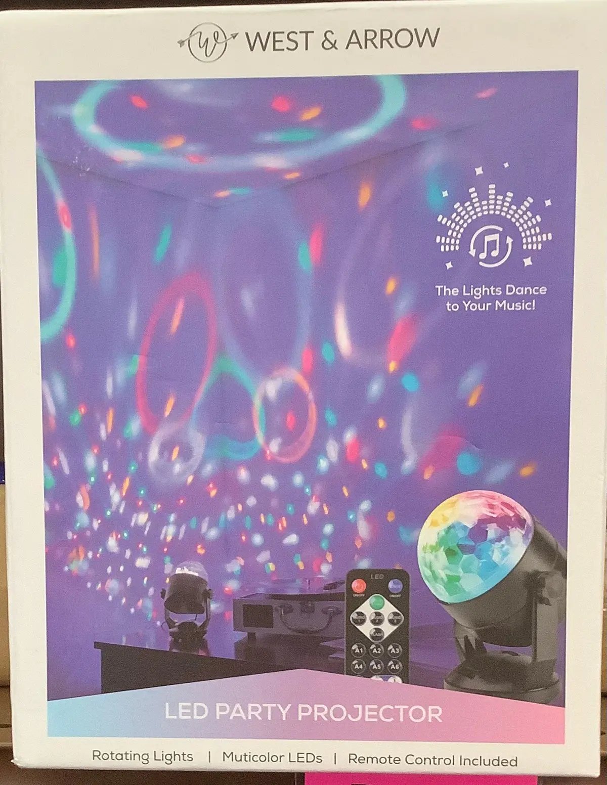 Led Party Projector Music Reactive Lights With Remote Black - West & Arrow 1
