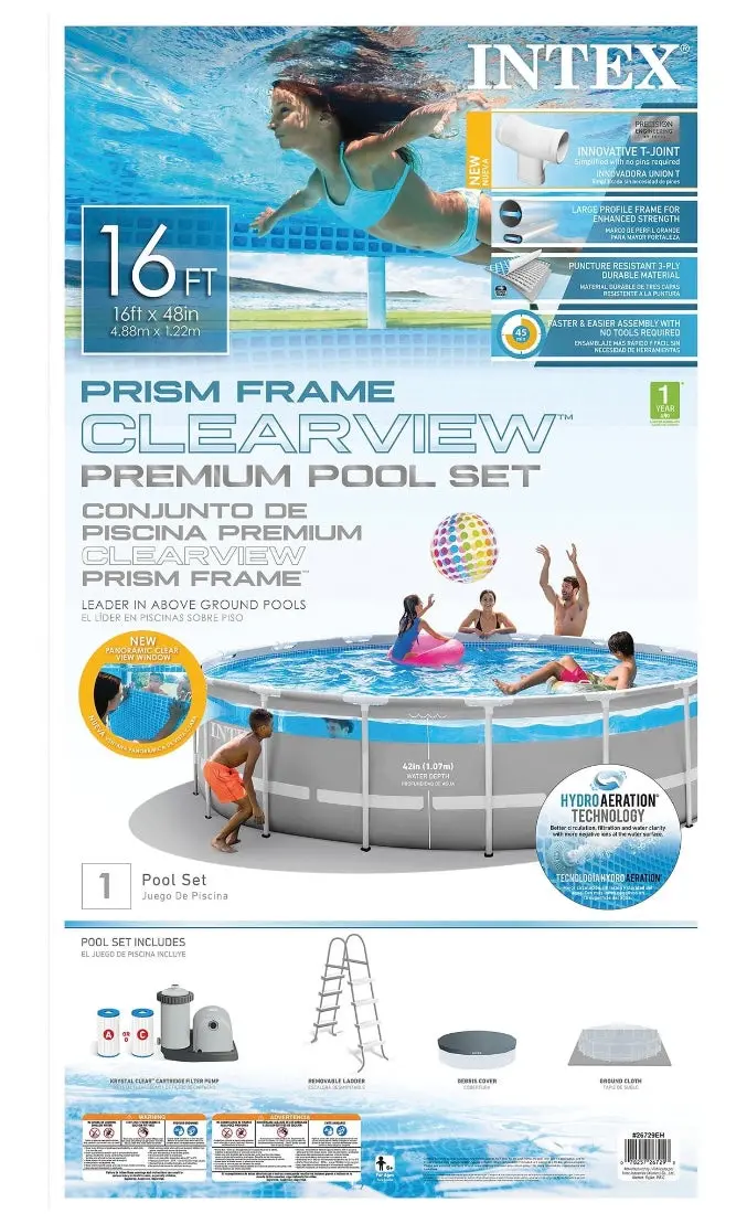 Intex 26729Eh 16Ft X 48In Clearview Prism Above Ground
Swimming Pool W/Pump 1