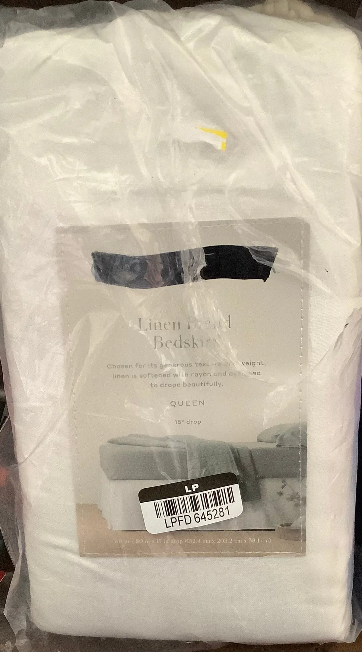Full/Queen Linen Blend Bedskirt White 1