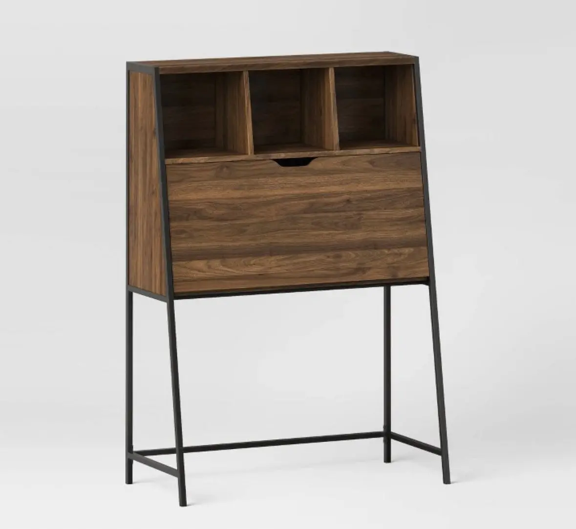 Loring Secretary Desk With Hutch And Charging Station Walnut As Is 1