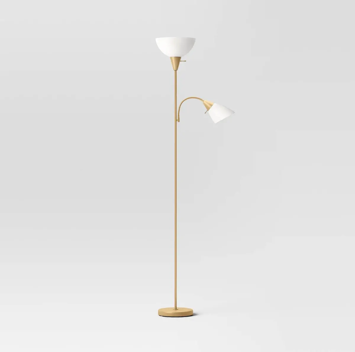 Torchiere With Task Light Floor Lamp Gold- New! 1