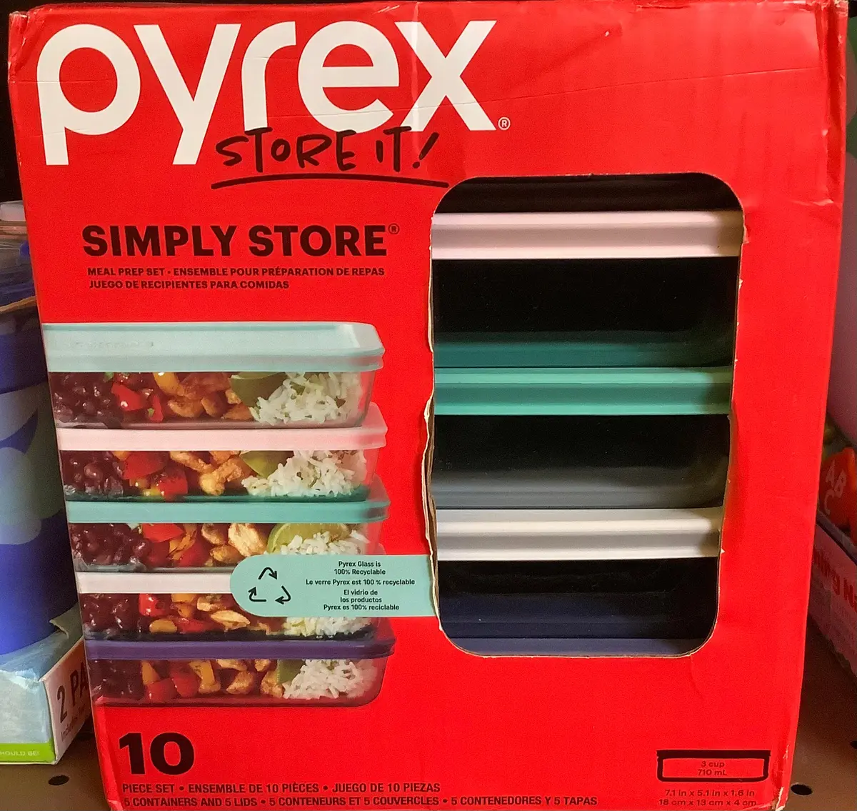 Pyrex 10Pc Glass Meal Prep Set 1