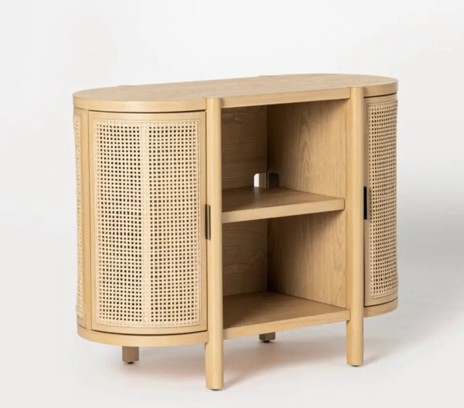Portola Hills Caned Door Console With Shelves Natural - Boxed 1
