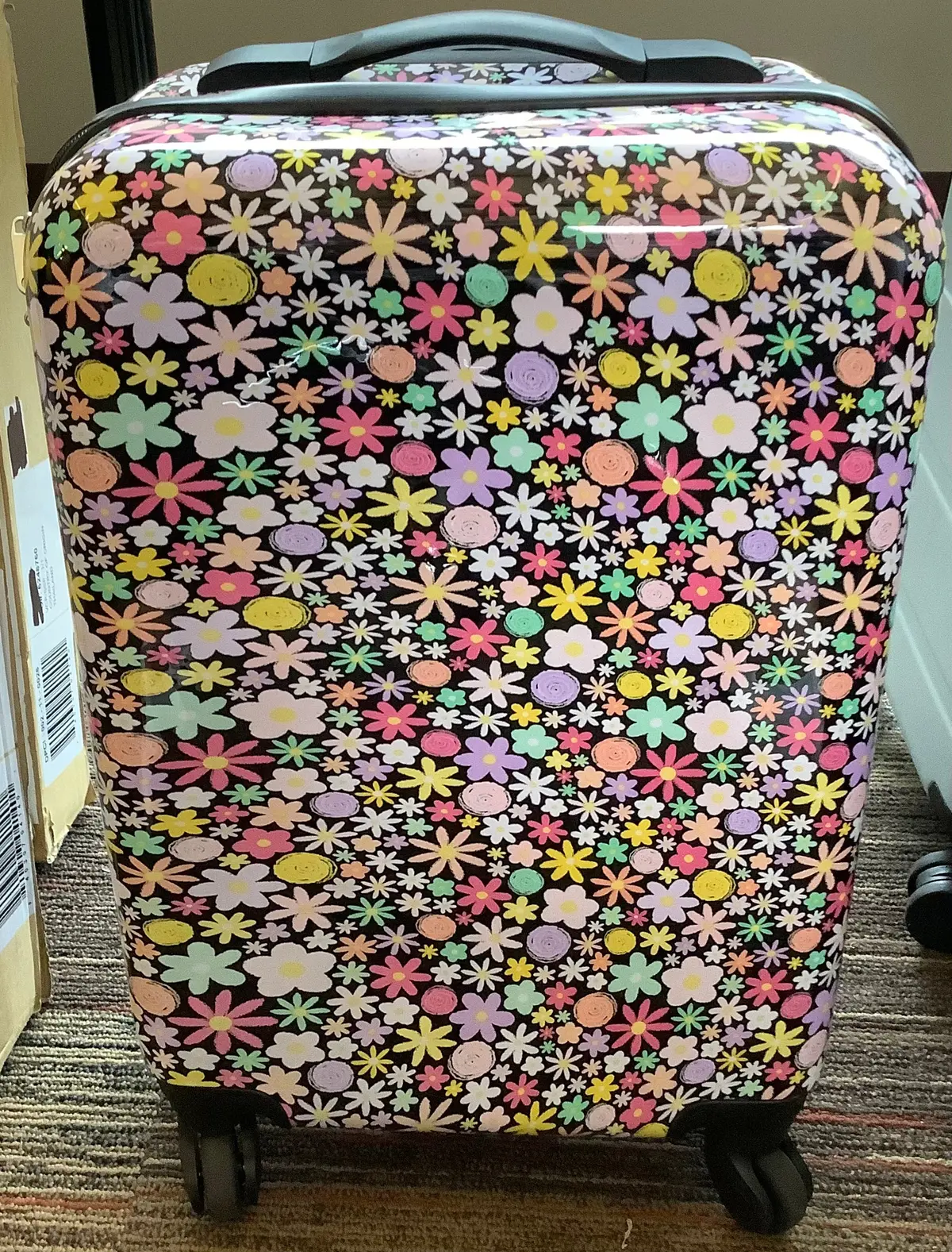 Kids' Hardside Carry On Spinner Suitcase - Black Floral 1