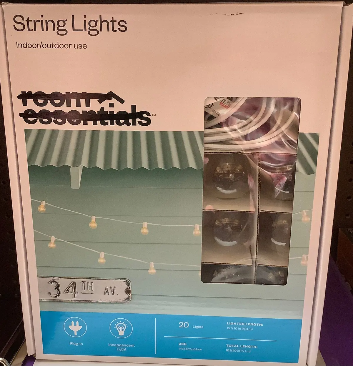 20Ct Incandescent Outdoor String Lights G40 Clear Bulbs - White Wire 1