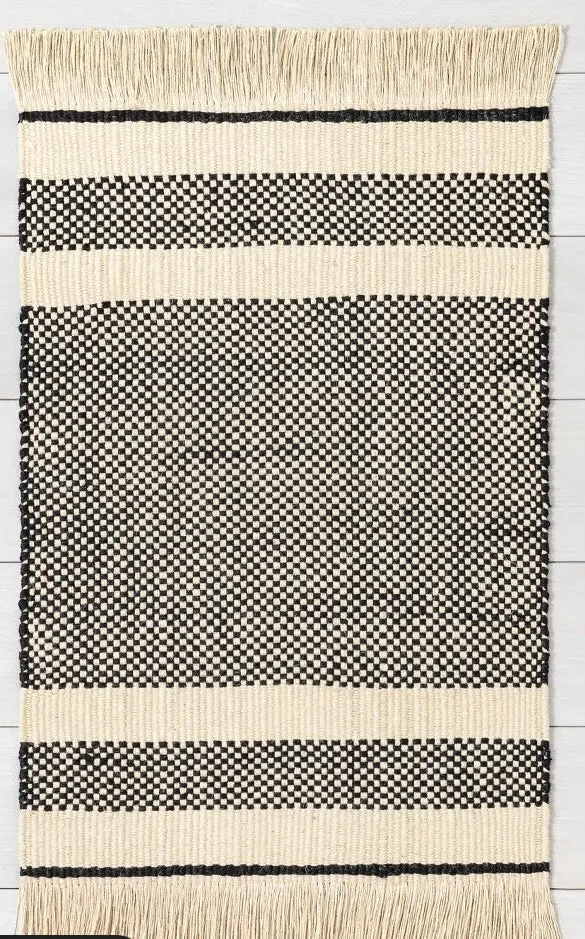 3' X 5' Jute Accent Rug Black/Natural 1