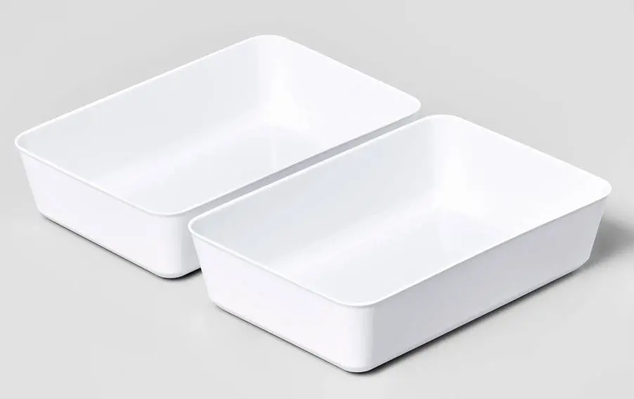2Pk Large Storage Trays White 1