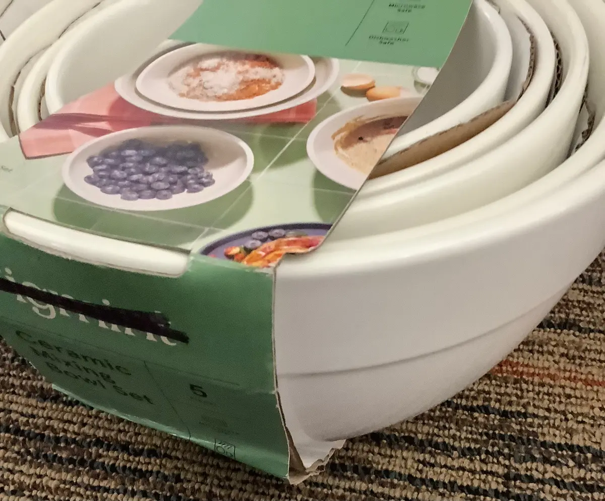5Pc Earthenware Ceramic Mixing Bowl Set Cream 1