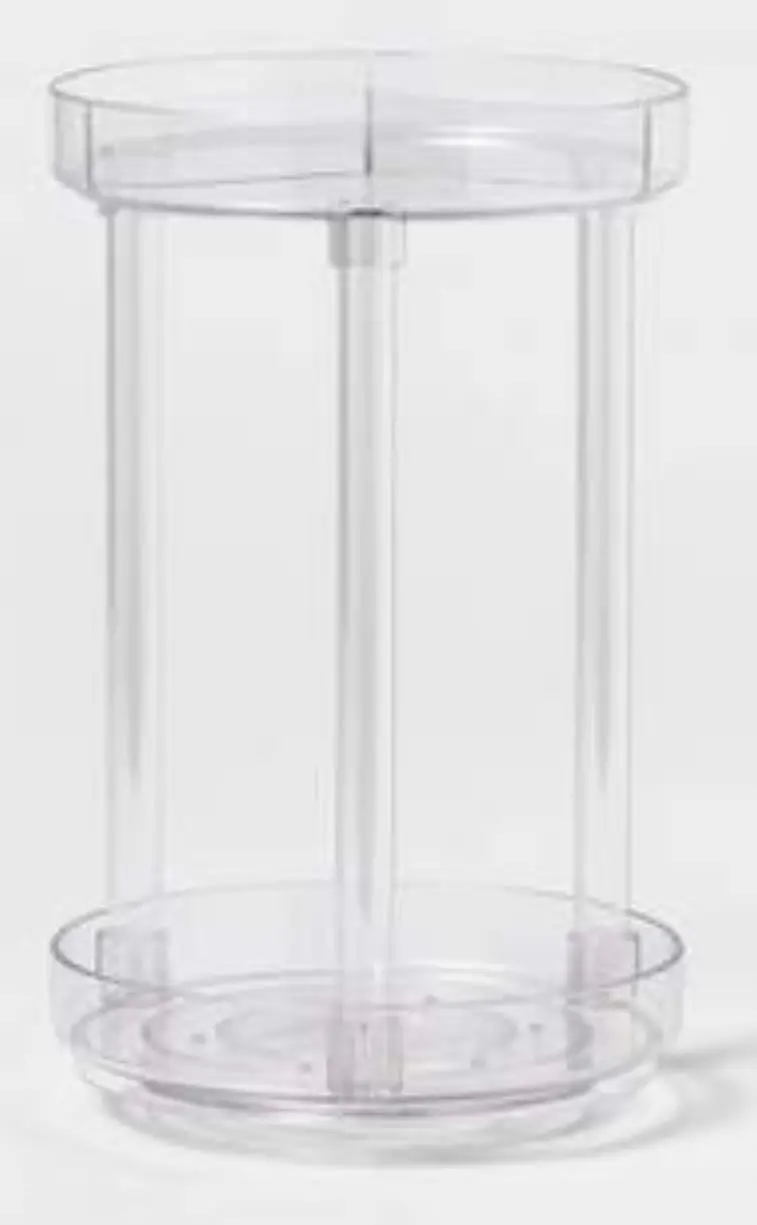 Bathroom Plastic Tiered Cosmetic Organizer Clear 1