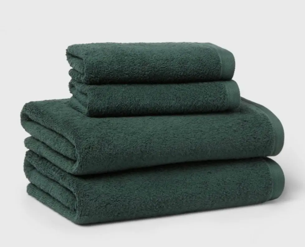 4Pc Antimicrobial Assorted Bath And Hand Towel Set Dark Green 1