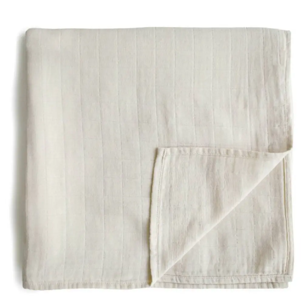 Mushie Muslin Swaddle Blanket Organic
Cotton - Fog 1