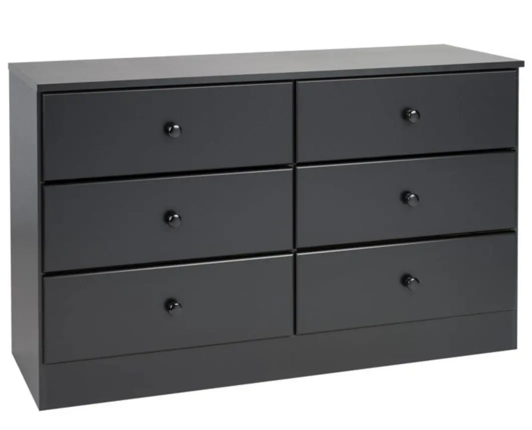 Astrid 6 Drawer Dresser Black - Prepac 1