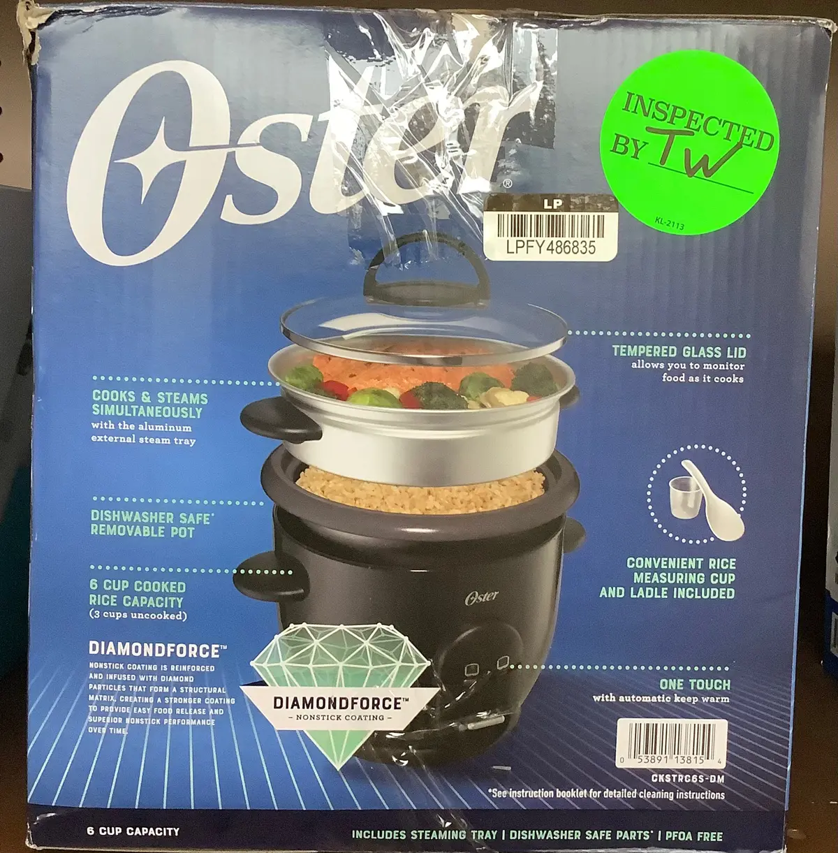 Oster Diamondforce 6 Cup Nonstick Electric Rice Cooker
- Black 1