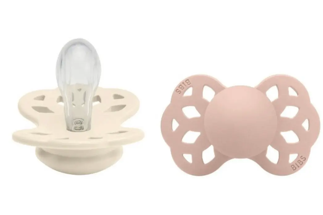 Bibs Infinity Symmetrical Silicone Pacifier
0-6M - Size 1 - Ivory/Blush - 2Pk 1
