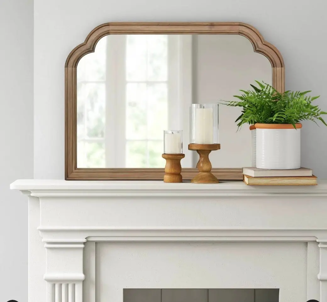36" X 26" French Country Mantle Wood Mirror Natural 1