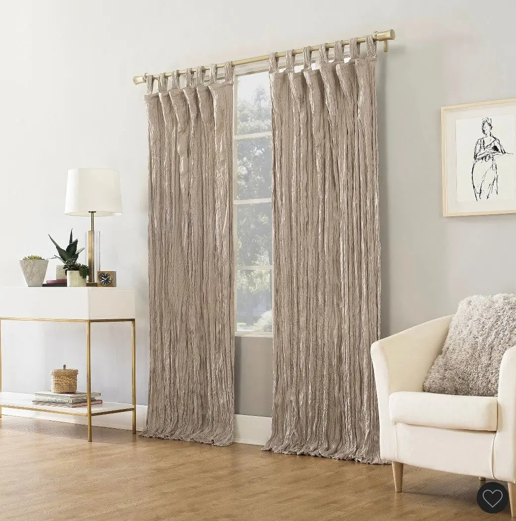 84"X50" Odelia Distressed Velvet Tab Top Light Filtering
Curtain Panel Beige 1