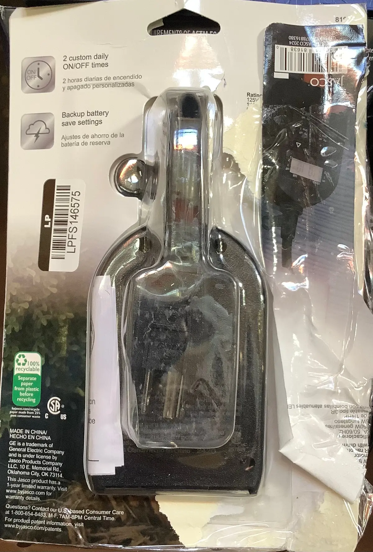 Damaged Package!!!!Ge Mytouchsmart Simple Set Digital Timer Outdoor 1
Grounded Outlet 2 Setting Trigger Plug Black 2