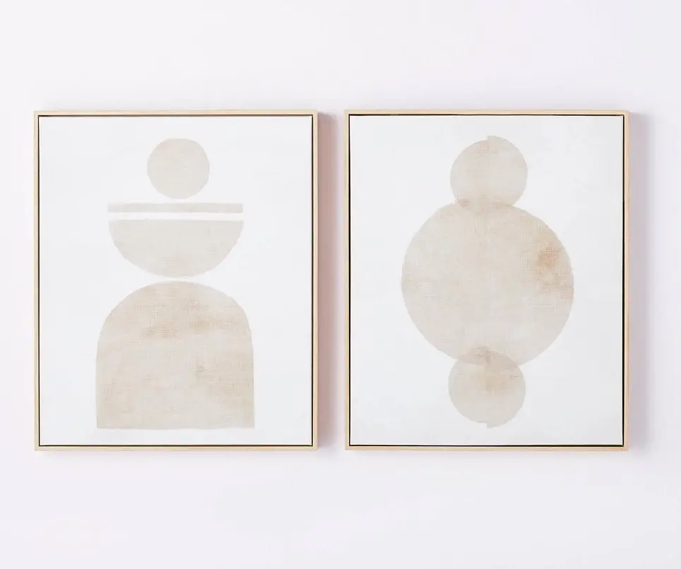 (Set Of 2) 20" X 24" Abstract Shapes Framed Canvas Brown 1