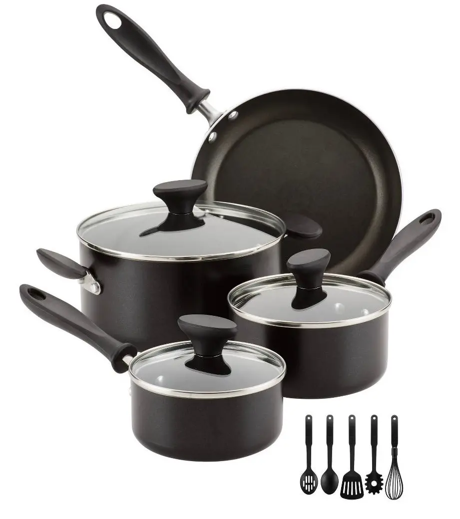 Farberware Reliance 12Pc Nonstick Aluminum Cookware Set With Prestige Tools Black 1