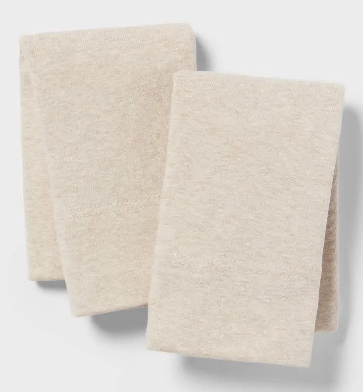 Standard Cotton Jersey Pillowcase Oatmeal Heather 1