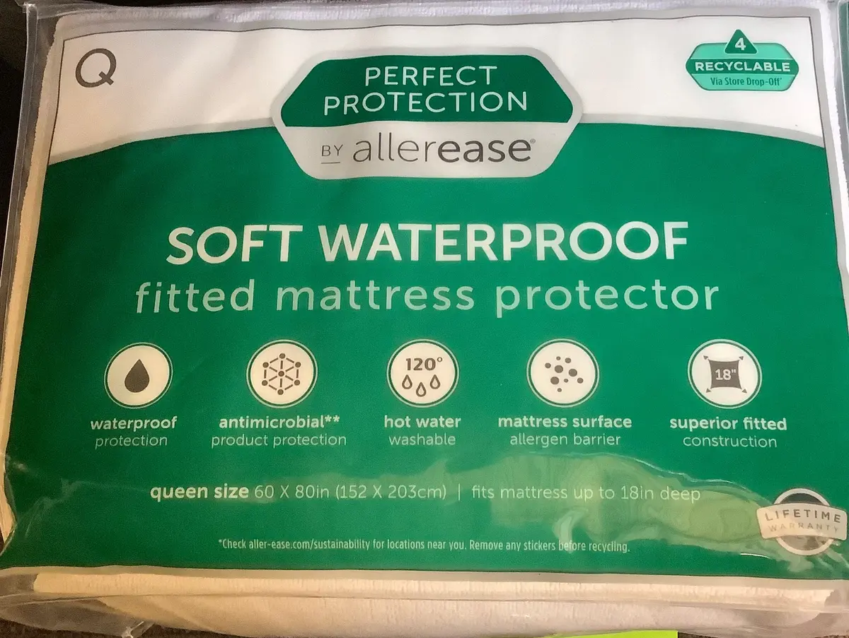 Allerease Queen Perfect Protection Soft Waterproof Machine
Washable Fitted Mattress Protector 1