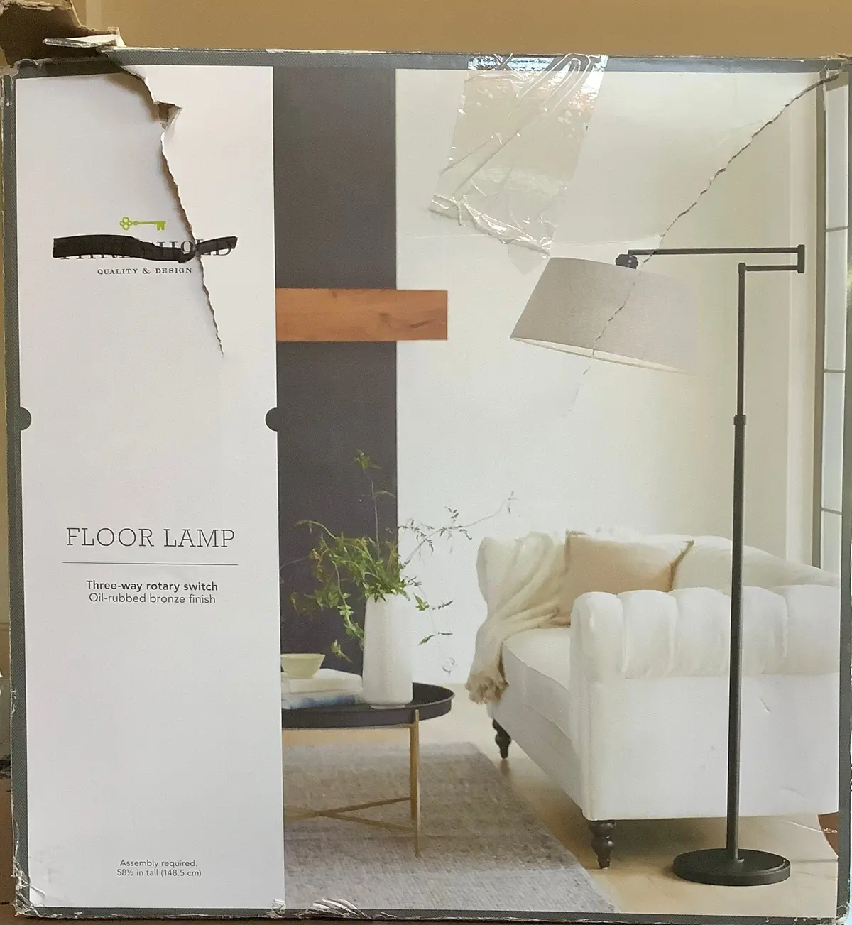Damaged Box!! See Picture. 58.5"X17" Traditional Oil Rubbed Swing Arm Floor Lamp
Brown 1