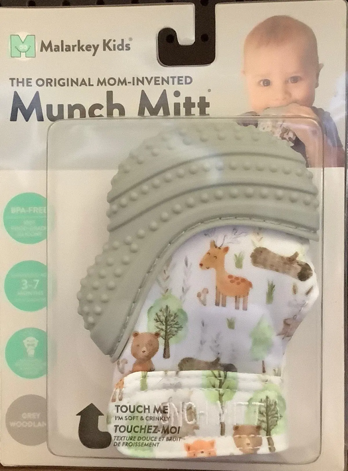 Malarkey Kids Munch Mitt Teether - Gray Woodland 1