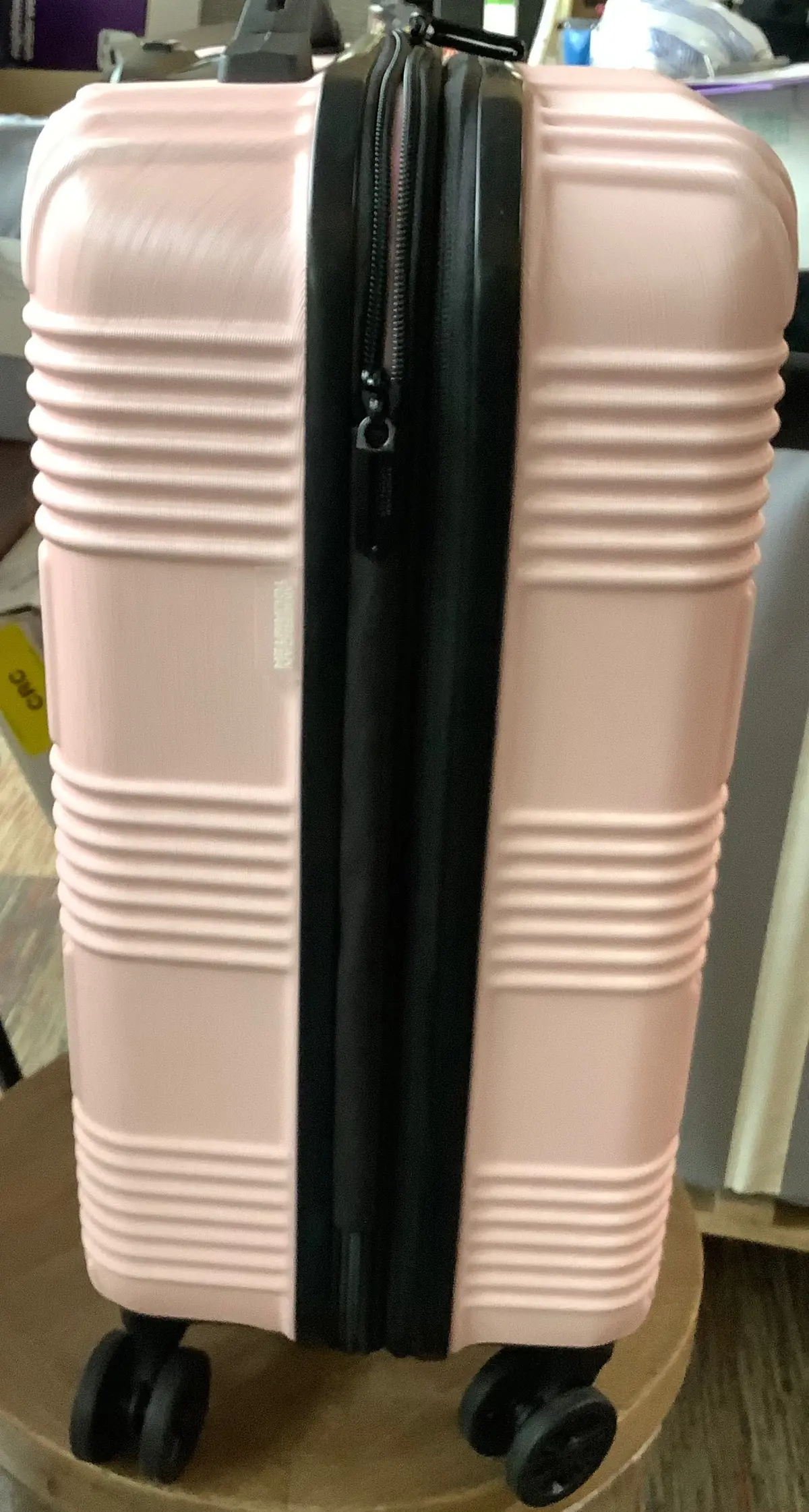 Few Scuffs! American Tourister Nxt Checkered Hardside Spinner Suitcase - Pink 1