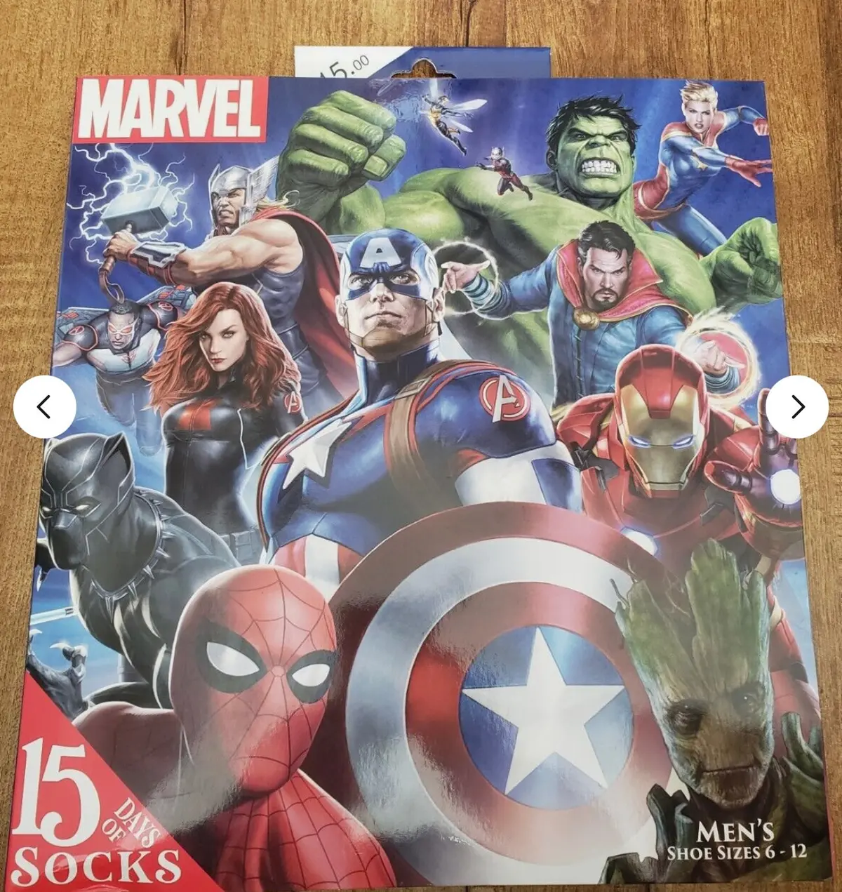 Men's Marvel 15 Days Of Socks Advent Calendar Fits Sizes 6-12 1